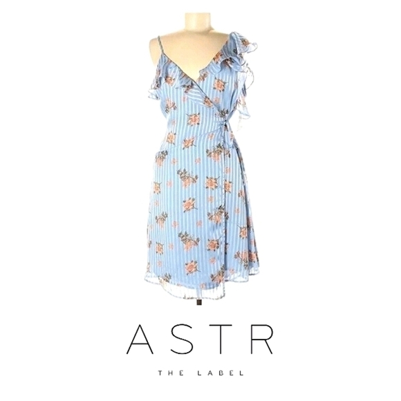 ASTR the Label Josie Blue Floral Ruffle Midi Dress - Picture 2 of 5